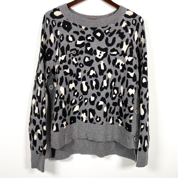 Stella & Dot Leopard Side Button Sweater with Merino Wool - Picture 4 of 8